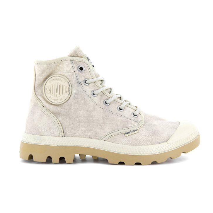 Palladium Pampa Hi WAX Women\'s Boots Light Grey | UK P827-KMV